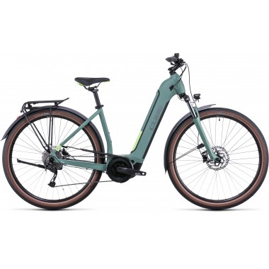 Vélo électrique Touring Hybrid ONE 400 green'n'sharpgreen 2022 cadre ouvert CUBE | Veloactif