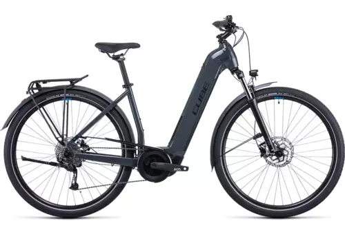 Vélo électrique Touring Hybrid ONE grey´n´blue 2022 cadre ouvert CUBE, Vélo électrique Cube, Veloactif