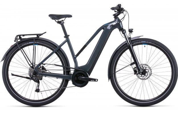 Vélo électrique Touring Hybrid ONE grey´n´blue trapèze 2022 CUBE, Vélo électrique Cube, Veloactif